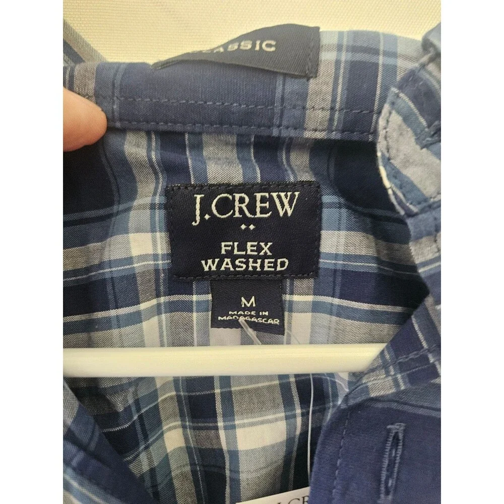 J.Crew Factory Flex Washed Blue Plaid Button Down Shirt Men’s Medium NWT